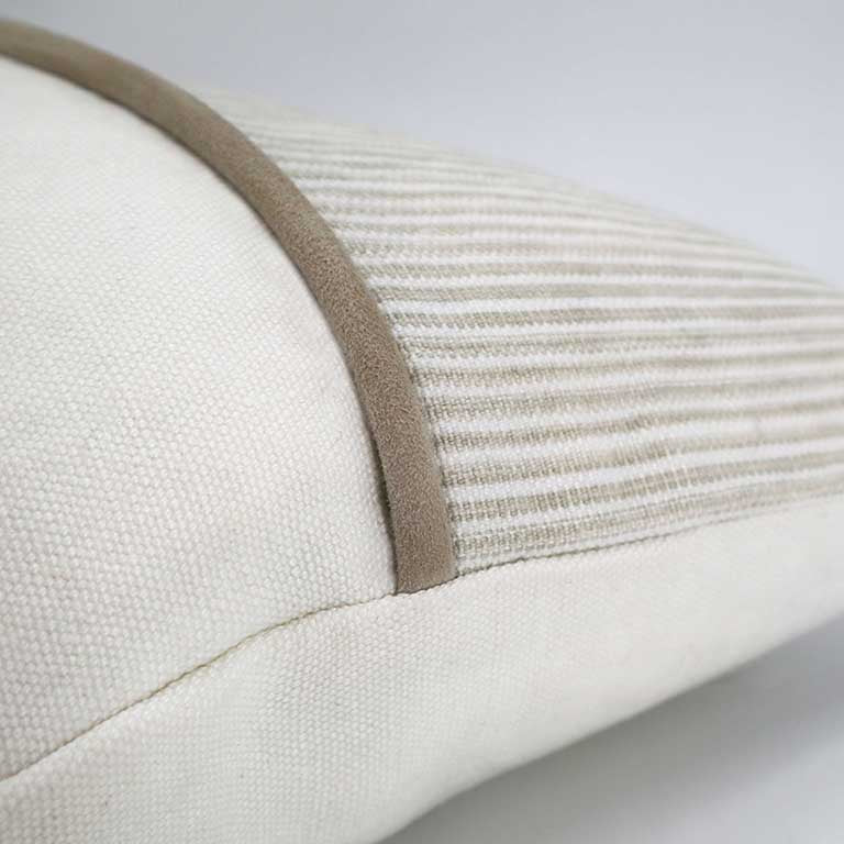 Hunter Cushion with Suede Detail - Flax