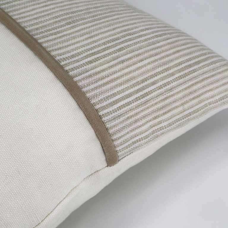 Hunter Cushion with Suede Detail - Flax