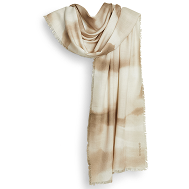 Ink Wash Cashmere Scarf - Cream