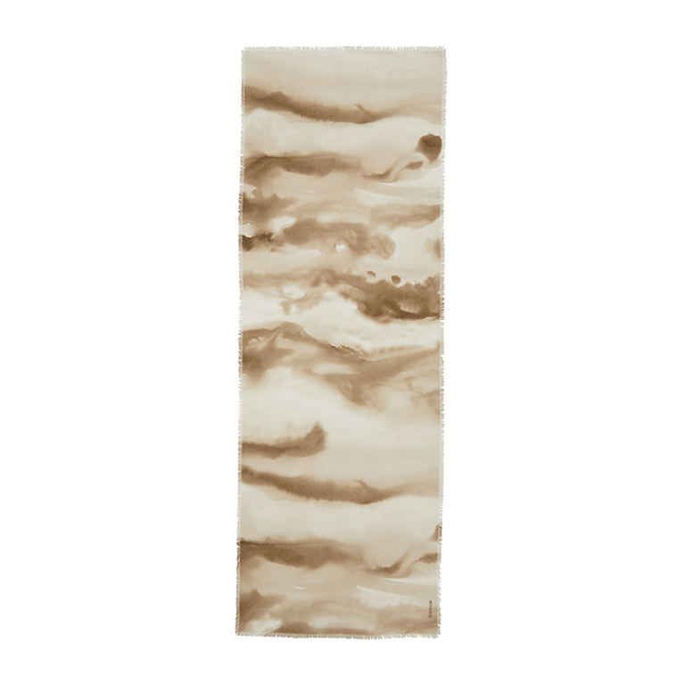 Ink Wash Cashmere Scarf - Cream