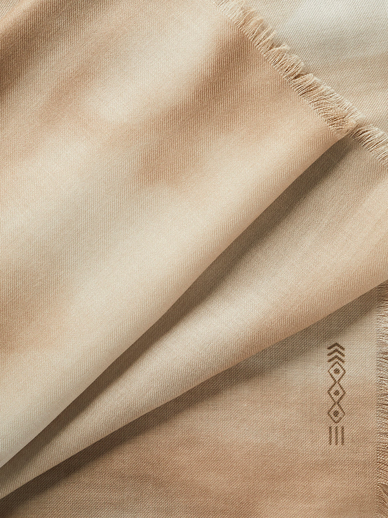 Ink Wash Cashmere Scarf - Cream