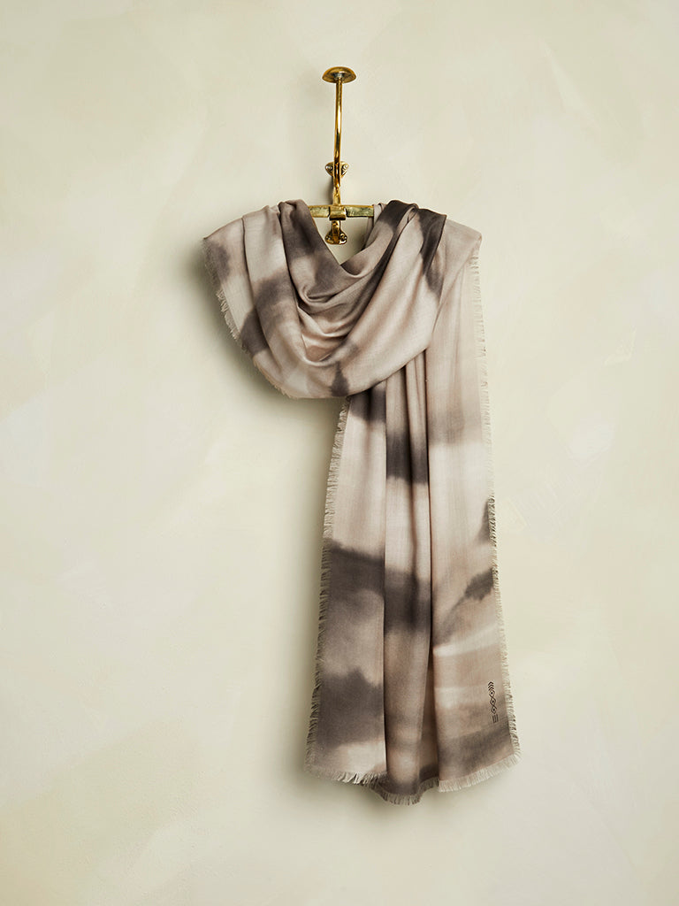 Ink Wash Cashmere Scarf - Taupe