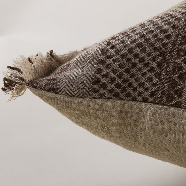 Kalahari Cushion with Fringe Detail - Honey Badger