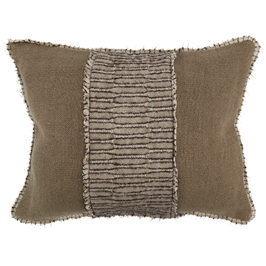 Karoo Cushion with Nara Panel Detail - Soft Clay / Thistle