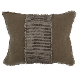 Karoo Cushion with Nara Panel Detail - Soft Clay / Thistle