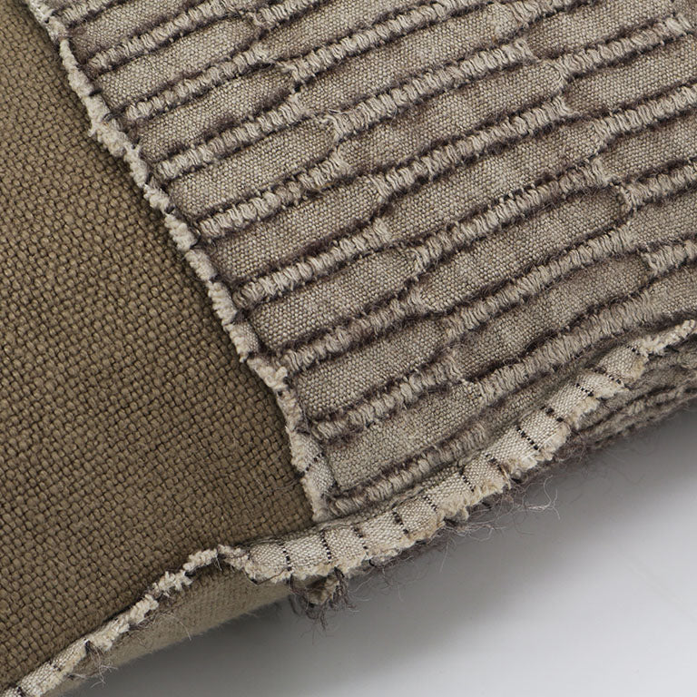 Karoo Cushion with Nara Panel Detail - Soft Clay / Thistle