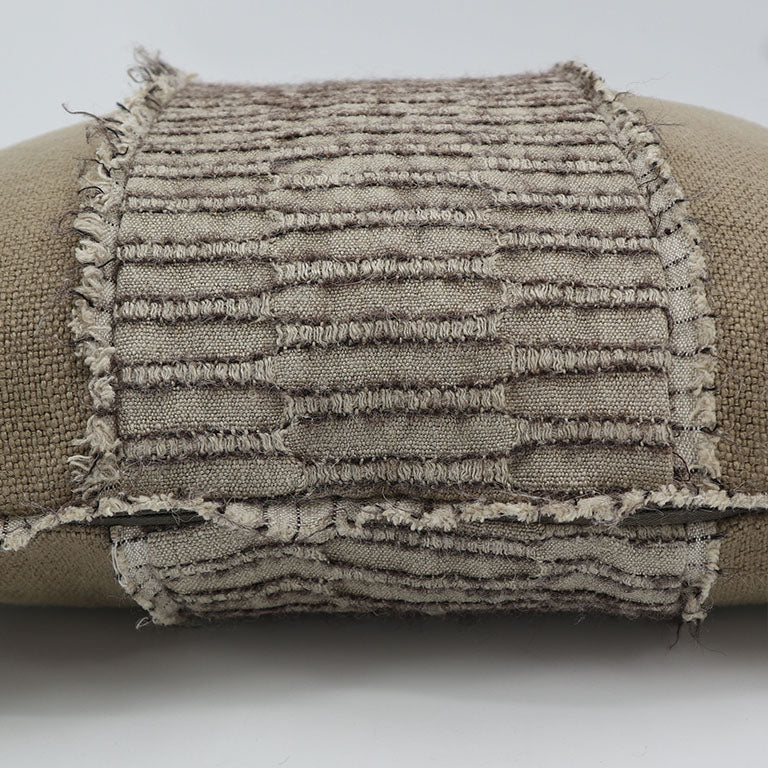 Karoo Cushion with Nara Panel Detail - Soft Clay / Thistle