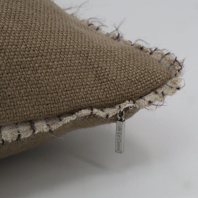 Karoo Cushion with Nara Panel Detail - Soft Clay / Thistle