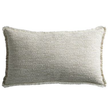 Limestone Cushion with Fringe Detail - Marble