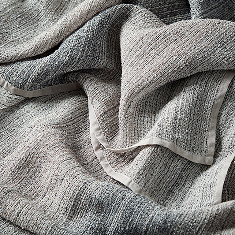 Linen Boucle Throw with Trim - Charcoal §