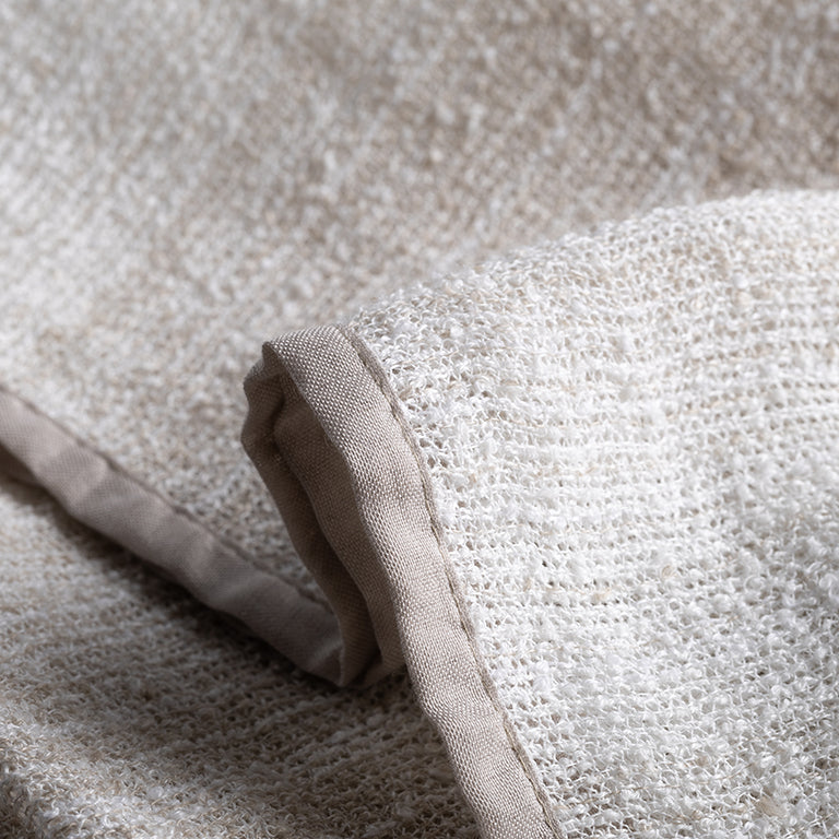 Linen Boucle Throw with Trim - Mist §