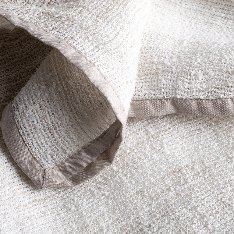 Linen Boucle Throw with Trim - Mist §