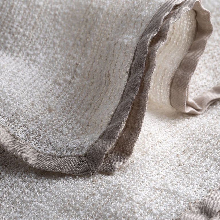 Linen Boucle Throw with Trim - Mist §