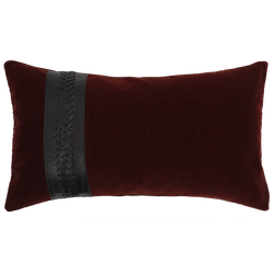 Merino Velvet Cushion with Leather Braiding - Currant