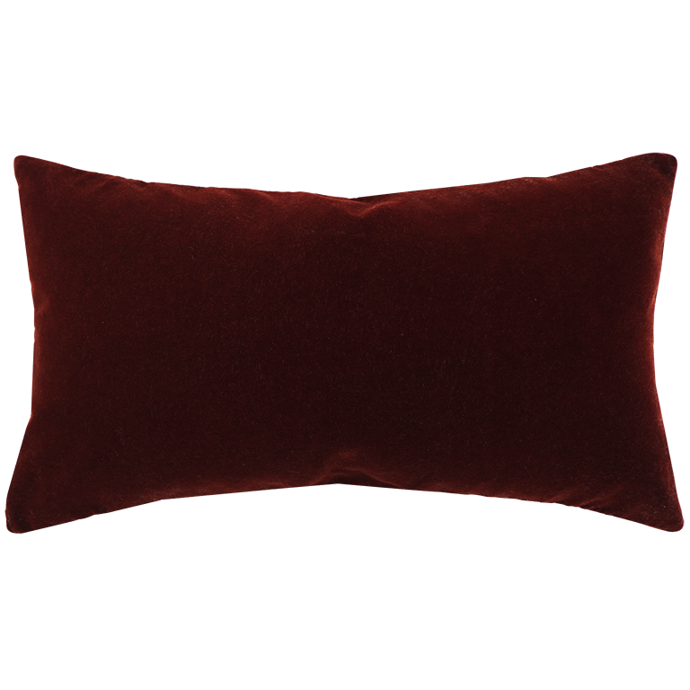 Merino Velvet Cushion with Leather Braiding - Currant