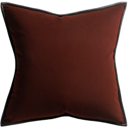 Merino Velvet Cushion with Leather Trim - Currant §