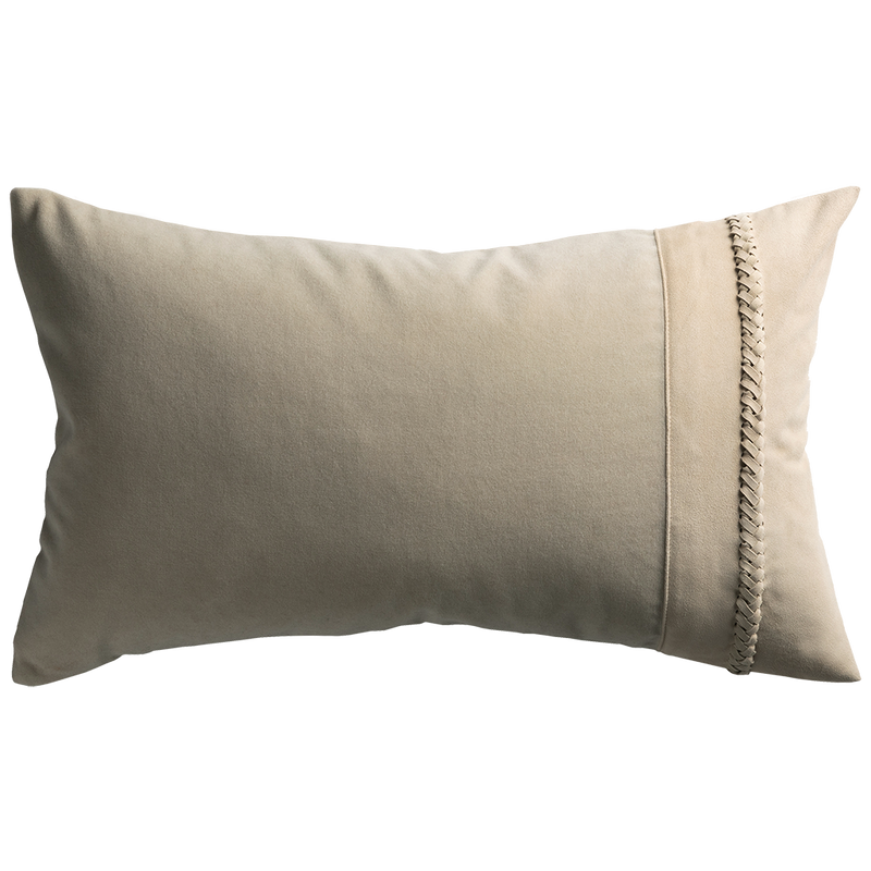 Merino Velvet Cushion with Suede Braiding - Shiitake §