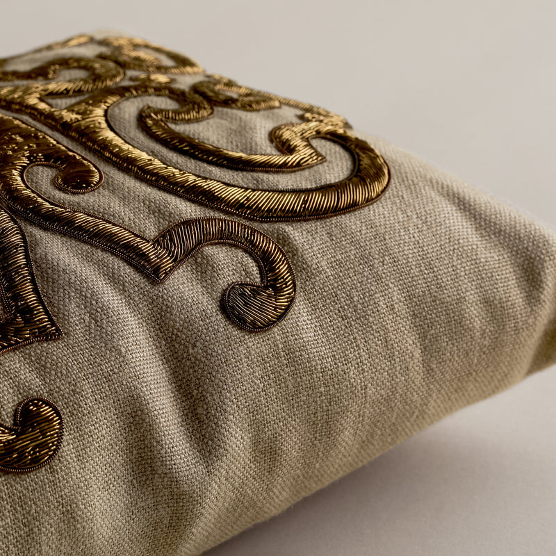 Metal Embroidered Motif Cushion