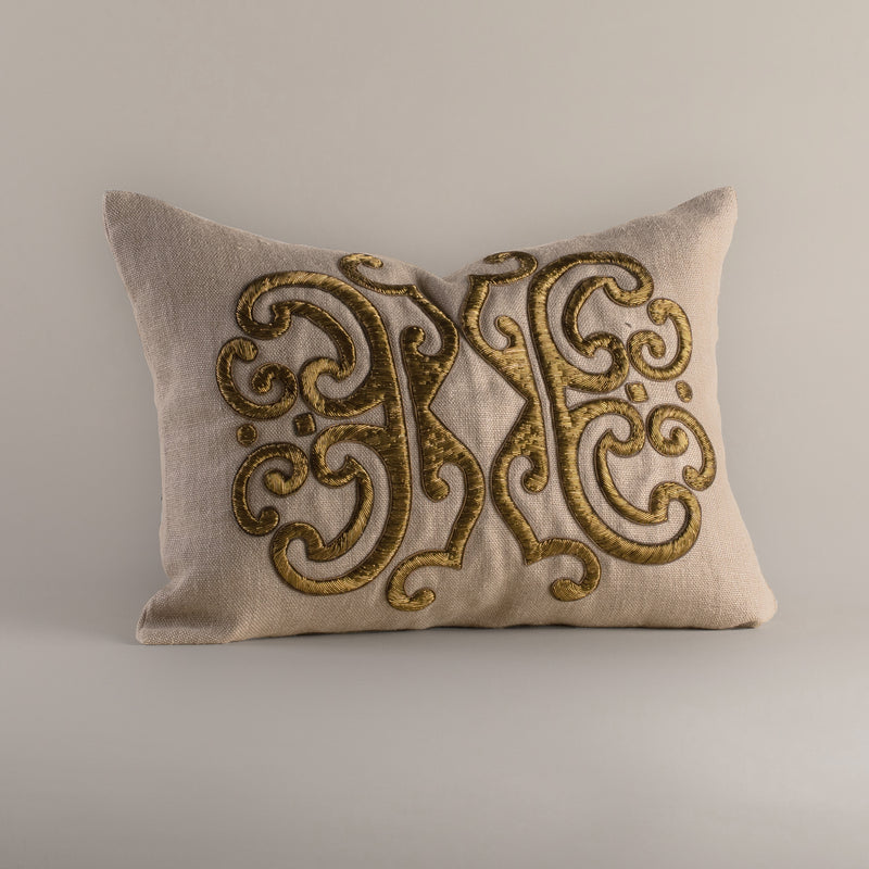 Metal Embroidered Motif Cushion