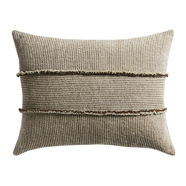 Salopette Cushion with Fringed Panels - Khaki