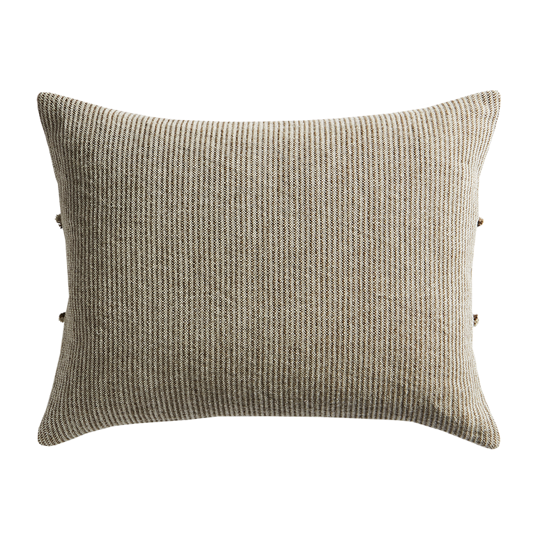 Salopette Cushion with Fringed Panels - Khaki