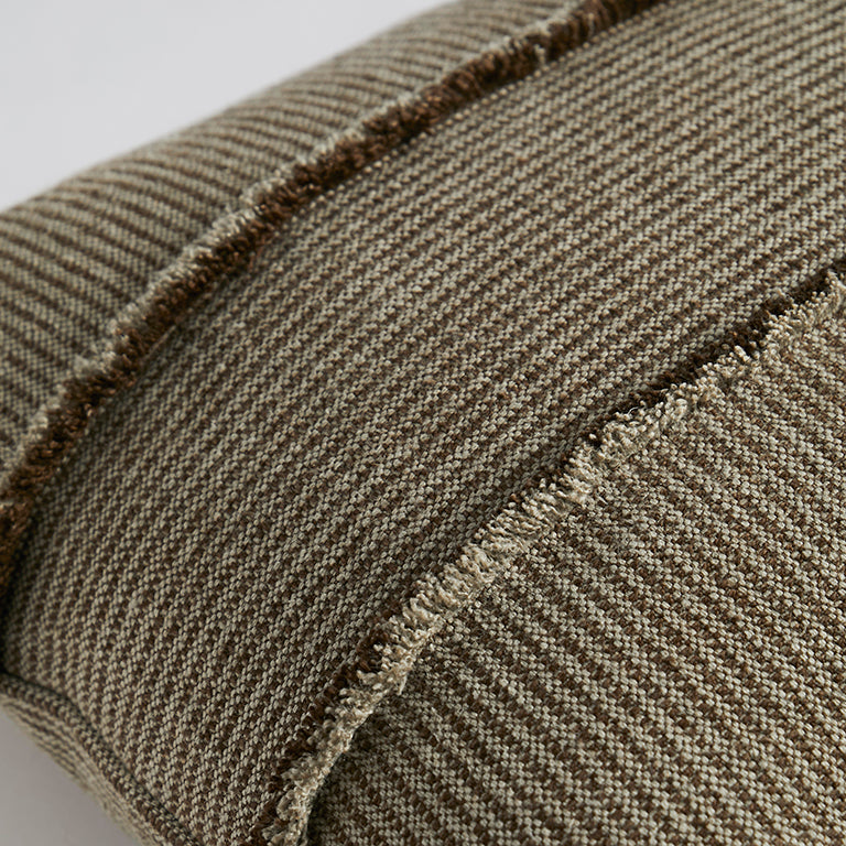 Salopette Cushion with Fringed Panels - Khaki