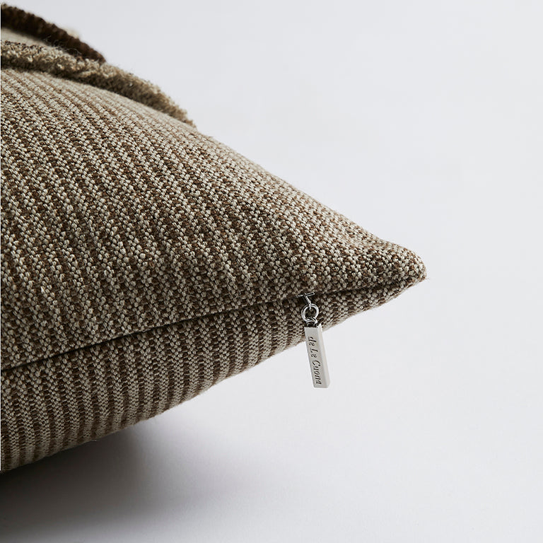 Salopette Cushion with Fringed Panels - Khaki