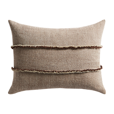 Salopette Cushion with Fringed Panels - Maroon
