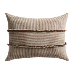 Salopette Cushion with Fringed Panels - Maroon