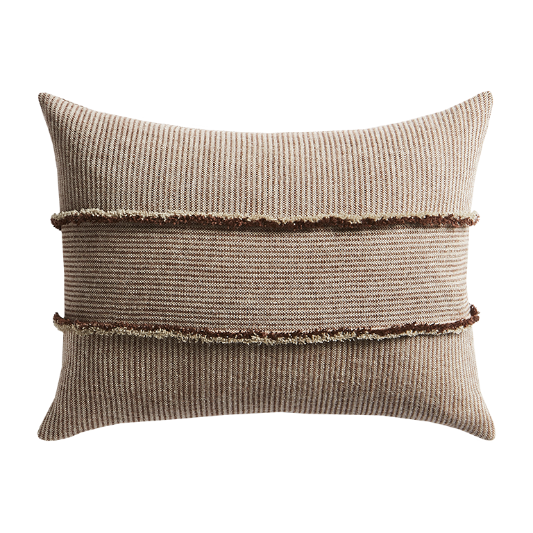 Salopette Cushion with Fringed Panels - Maroon