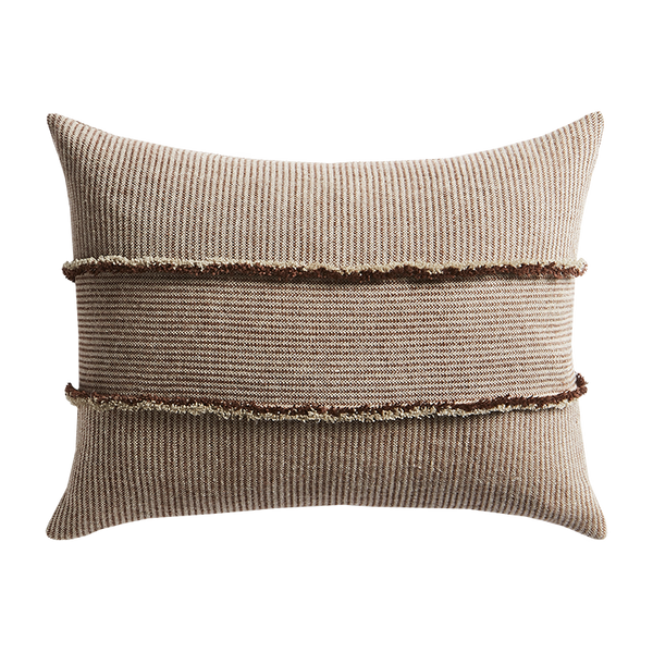 Salopette Cushion with Fringed Panels - Maroon