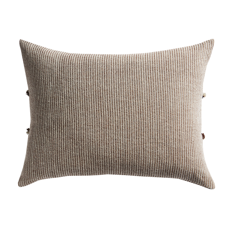Salopette Cushion with Fringed Panels - Maroon