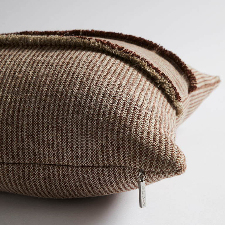 Salopette Cushion with Fringed Panels - Maroon