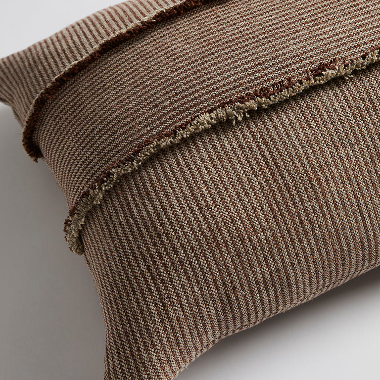 Salopette Cushion with Fringed Panels - Maroon