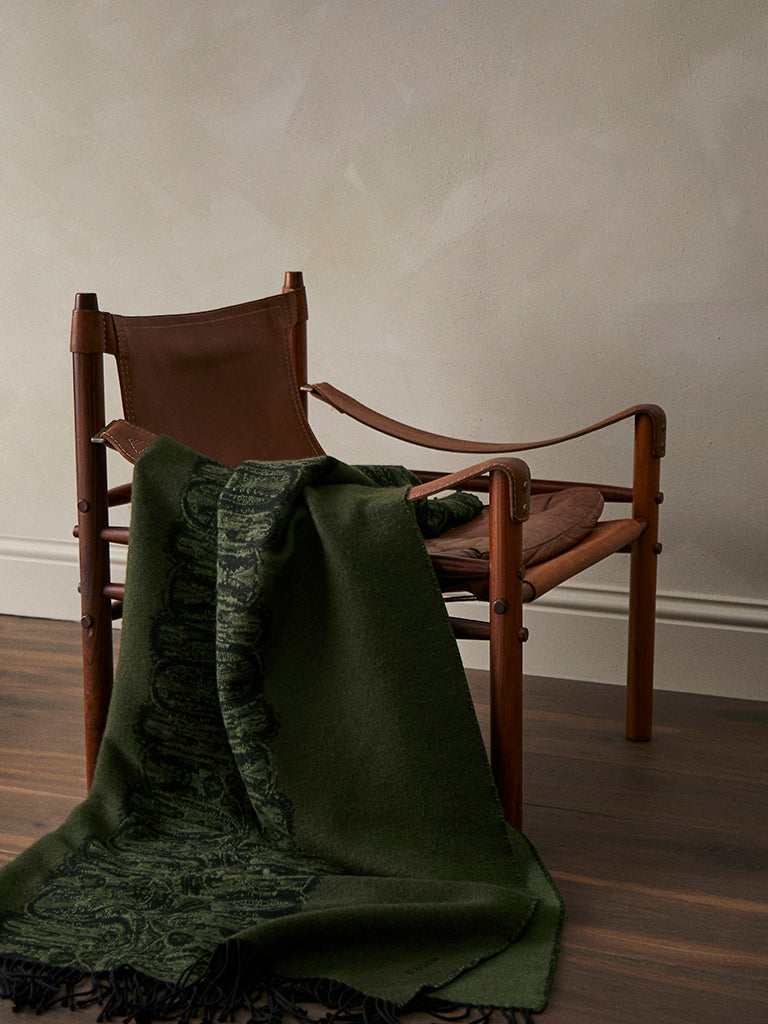 Samurai River Wool Throw - Moss