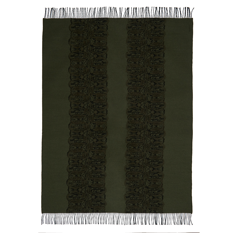 Samurai River Wool Throw - Moss