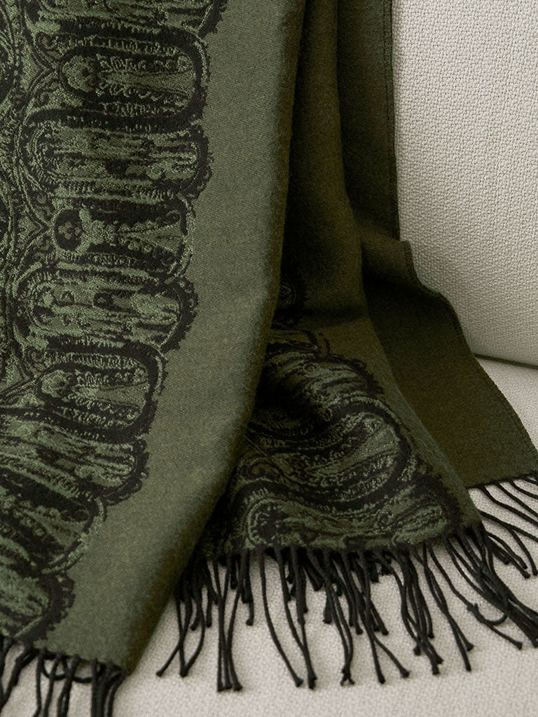 Samurai River Wool Throw - Moss