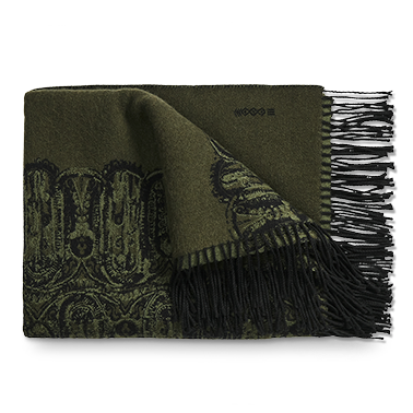 Samurai River Wool Throw - Moss