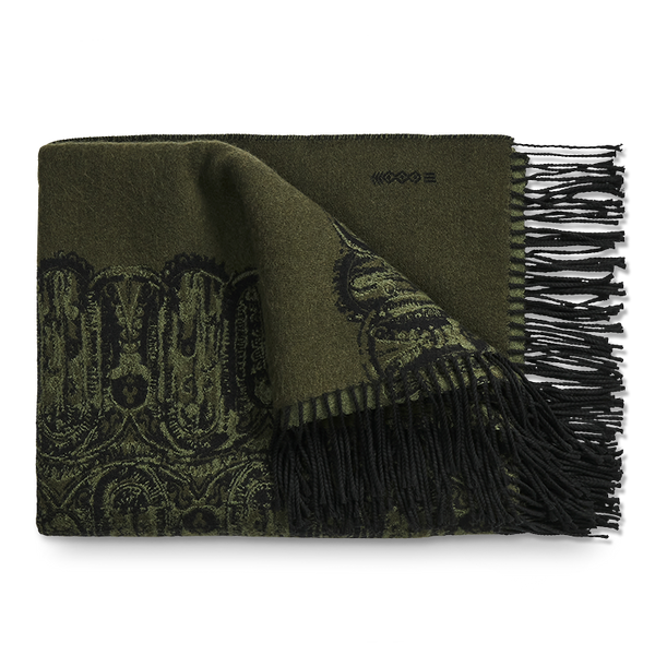 Samurai River Wool Throw - Moss