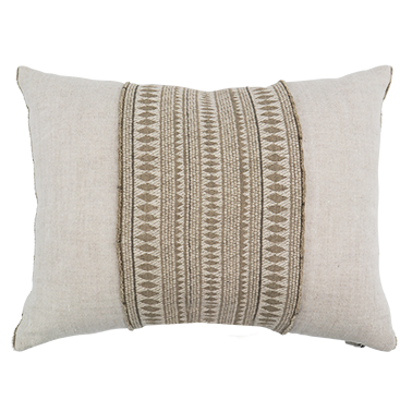 Seed Linen Cushion with Assegai Detail - Poppy/Stone