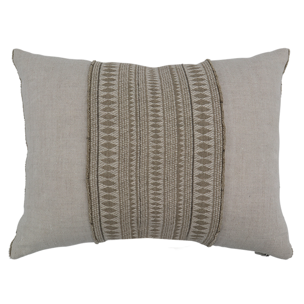 Seed Linen Cushion with Assegai Detail - Poppy/Stone