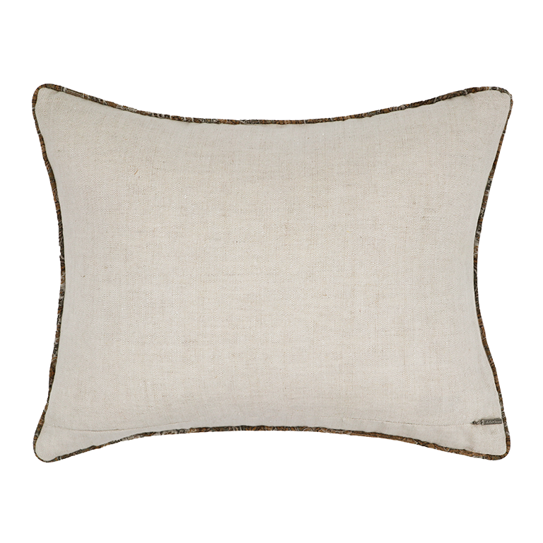 Seed Linen Cushion with Embroidery Detail - Poppy