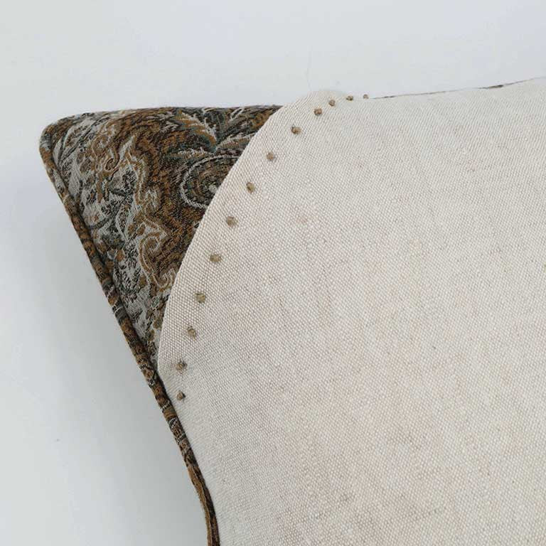 Seed Linen Cushion with Embroidery Detail - Poppy
