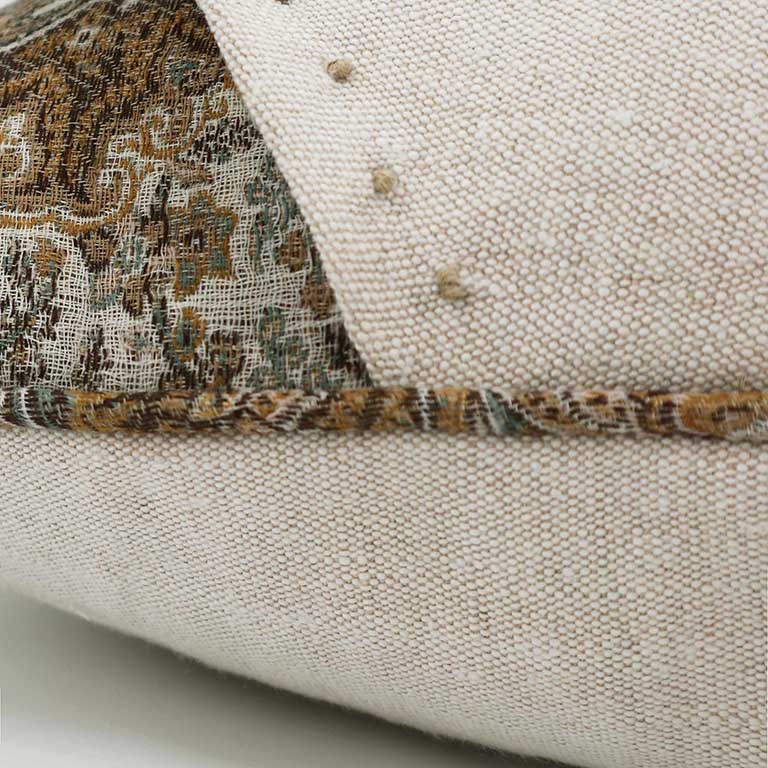 Seed Linen Cushion with Embroidery Detail - Poppy