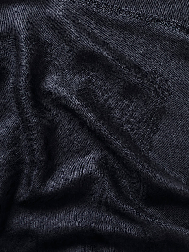 Silk & Alpaca Paisley Bandana - Prussian Blue