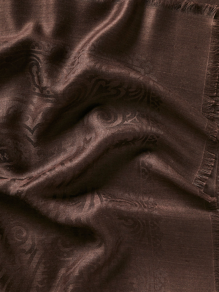 Silk & Alpaca Paisley Bandana - Aubergine