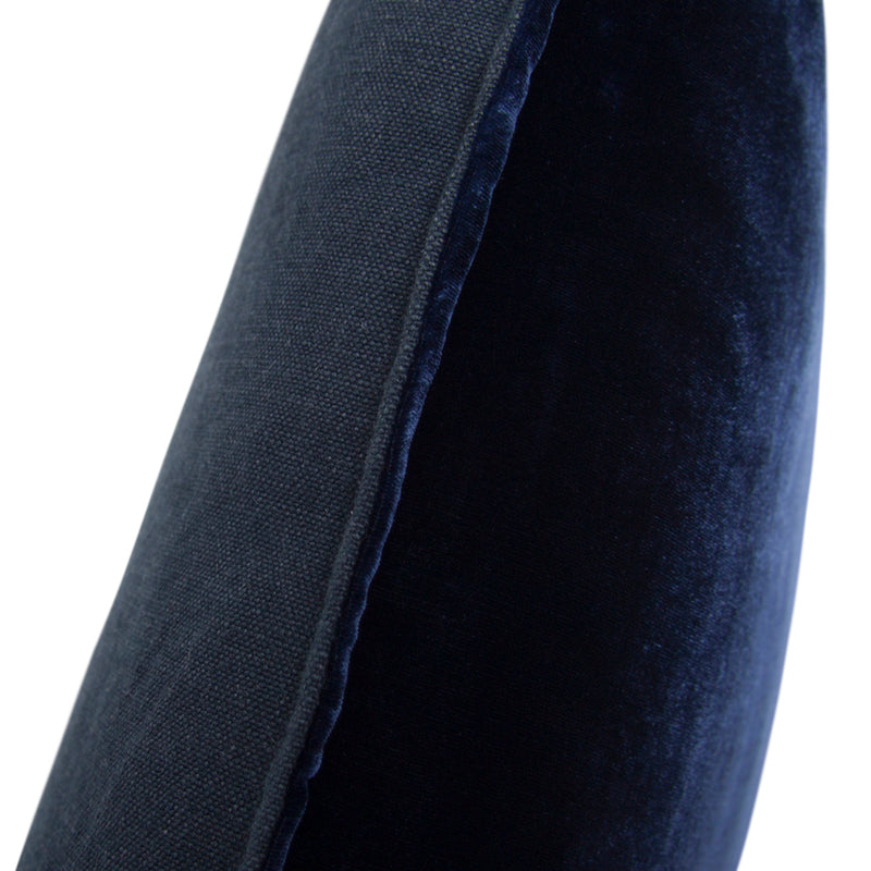 Silk Velvet and Linen Flange Cushion - Navy §