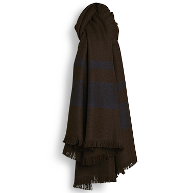 Striped Baby Alpaca Scarf - Brown/Navy