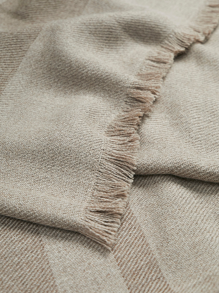 Striped Baby Alpaca Scarf - Taupe