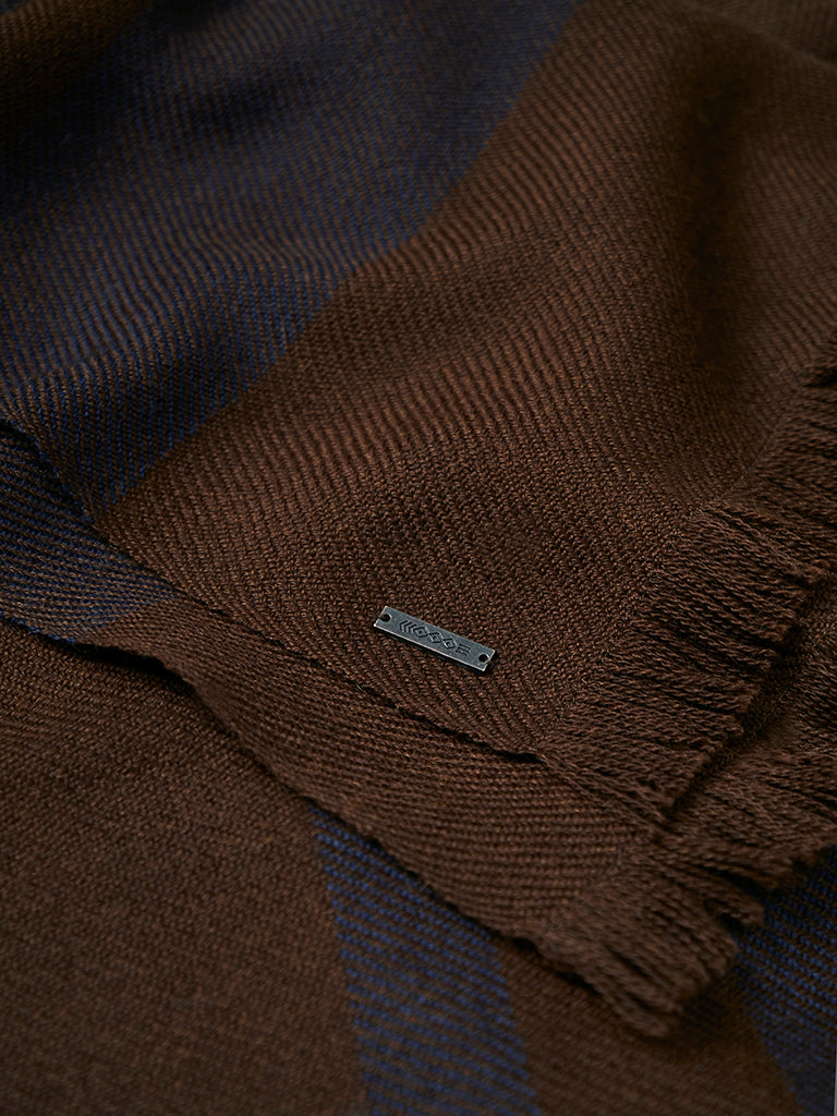 Striped Baby Alpaca Scarf - Brown/Navy